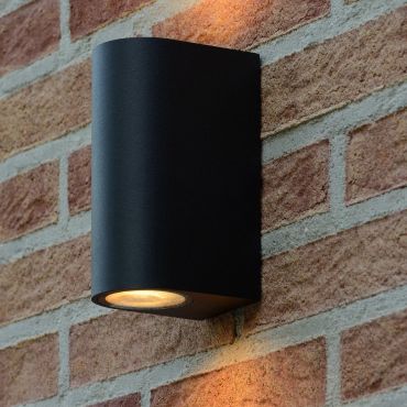 Lucide Zaro Round - applique murale extérieure - 7,8 x 6,8 x 16 cm - IP44 - noir