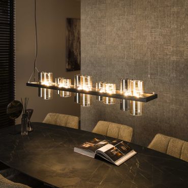 Vico Cylinder Mixed Glass - lampe suspendue - 130 x 20 x 150 cm - noir