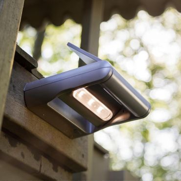 Lutec Mini Led spot - applique murale extérieure solaire - 18 x 18 cm - variateur 3 niveaux - 1W LED inclus - IP44 - gris argenté