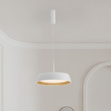 Nova Luce Sigi - lampe suspendue - Ø 45 x 180 cm - 40W dimmable LED inclus - blanc sablé et bois