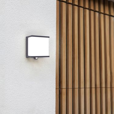 Lutec Doblo - Applique solaire extérieure avec détecteur de mouvement - 17 x 15 x 9 cm - 12W LED inclus - IP44 - gris foncé