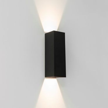 Artdelight Vegas - applique murale - 8 x 8 x 25 cm - 2 x 4W LED dimmable inclus - IP65 - noir