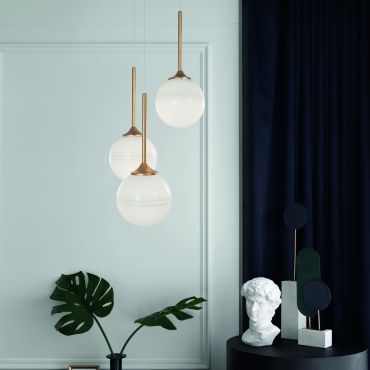 Nova Luce Cantona - lampe suspendue - Ø 25 x 180 cm - laiton doré et blanc
