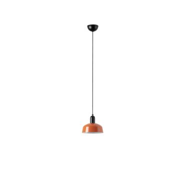 Faro Tatawin S - suspension - Ø 18,4 x 208,1 cm - noir satiné et orange rougeâtre brillant
