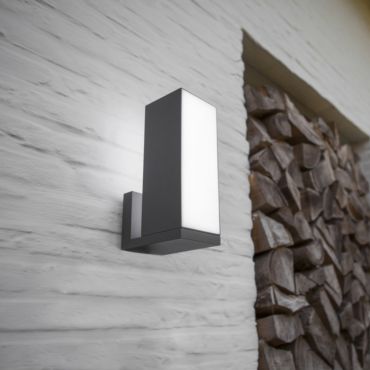 Lutec Cuba - applique murale extérieure - éclairage intelligent - Lutec Connect - 9,3 x 14,4 x 25,6 cm - 15W LED inclus - IP54 - gris foncé