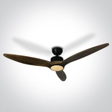 ONE Light Black Body - ventilateur de plafond avec lumière et télécommande - Ø 132 x 35 cm - noir et brun foncé