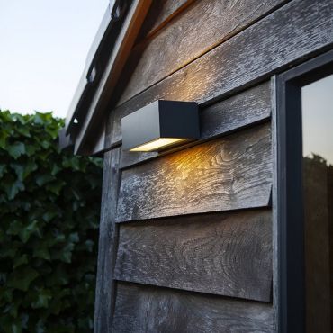 Lutec Gemini - applique murale extérieure - éclairage intelligent - Lutec Connect - 22 x 10,3 x 8,5 cm - 17W LED inclus - RGB - IP54 - gris foncé