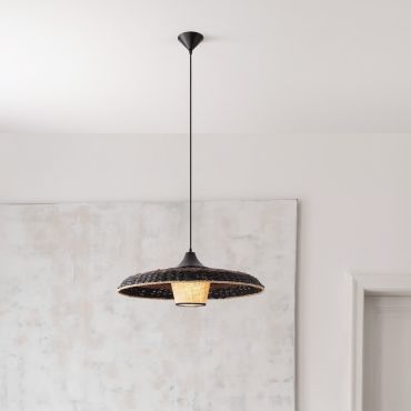 Nova Luce Capa - lampe suspendue - Ø 61 x 200 cm - naturel, noir et marron