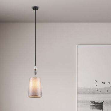 Nova Luce Damo - lampe suspendue - Ø 22 x 160 cm - noir mat, gris et brun