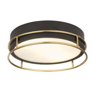 Searchlight Phoenix - plafonnier - Ø 30 x 10 cm - IP44 - noir et laiton