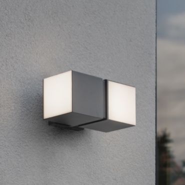 Lutec Cuba - applique/plafonnier d'extérieur - 10 x 14 x 21 cm - 2 x 12,2W LED inclus - IP54 - gris foncé