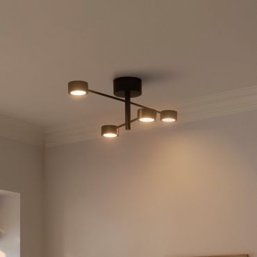 Nordlux Clyde - spot en saillie 4L - 72 x 13 x 22 cm - 3 niveaux de gradation - 4 x 5W LED inclus - noir