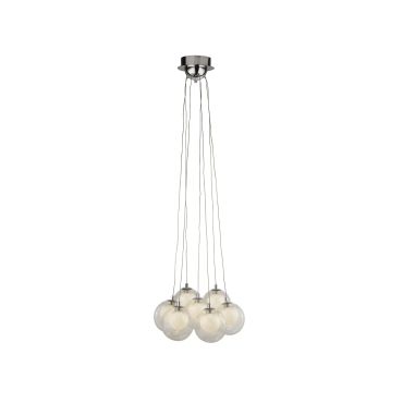 Searchlight Cluster - lampe suspendue - 39 x 35,5 x 120 cm - 7 x 2W LED dimmable inclus - chrome et transparent