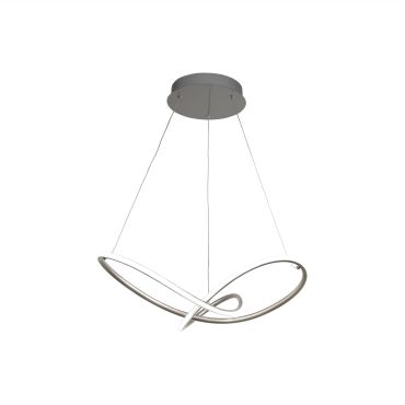 Searchlight Magic - lampe suspendue - Ø 58 x 150 cm - 29W LED dimmable inclus - argent satiné et blanc
