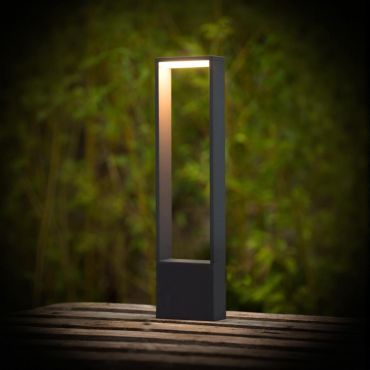 Lucide Goa - lampe de jardin - 15 x 6 x 60 cm - 6,5W LED inclus - IP54 - anthracite