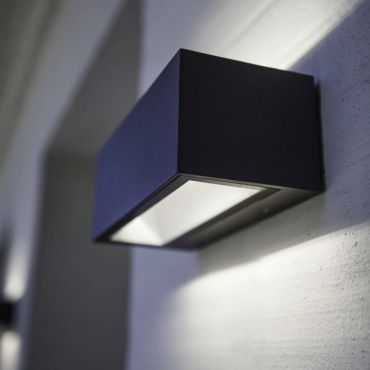 Lutec Gemini - applique murale extérieure - 30 x 12 x 10 cm - 46W LED inclus - IP54 - gris foncé