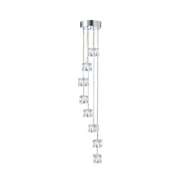 Searchlight Ice Cube - lampe suspendue - Ø 20 x 116 cm - 8 x 5W LED dimmable inclus - chrome
