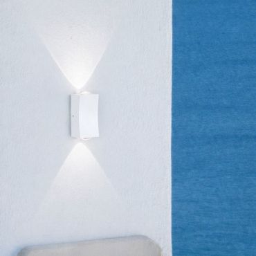 Nova Luce Dewei - applique murale extérieure - 5 x 9 x 4 cm - 2x 2W LED inclus - IP54 - blanc sablé