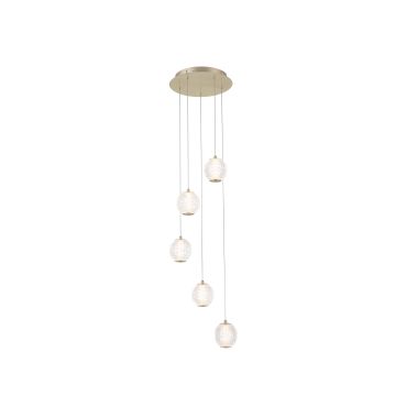 Searchlight Allure - lampe suspendue - Ø 30 x 150 cm - 21W dimmable LED inclus - laiton satiné et transparent