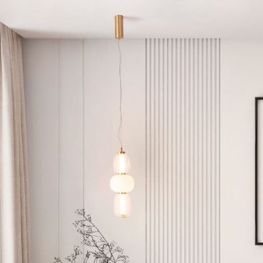 Nova Luce Movil - lampe suspendue - Ø 17 x 120 cm - 28W dimmable LED inclus - or, transparent et opale