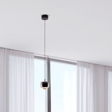 Nova Luce Conga - lampe suspendue - Ø 9,6 x 140 cm - 13W LED inclus - noir chromé