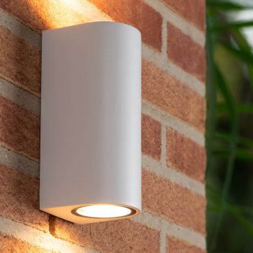 Lucide Zaro Round - applique murale extérieure - 7,8 x 6,8 x 16 cm - IP44 - blanc