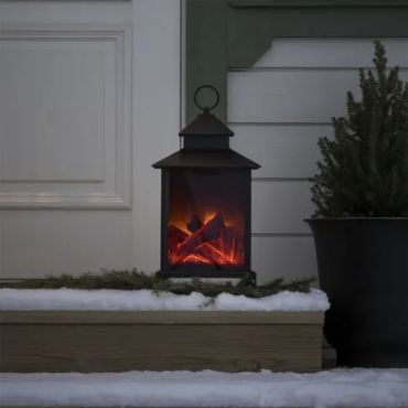 Konstsmide Christmas lights - lanterne de cheminée à piles - 24,5 x 24,5 x 42 cm - IP44 - noir