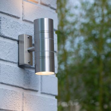 Lucide Arne - Applique d'extérieur - 6,3 x 12 x 17 cm - 2 x 5W LED inclus - IP44 - chrome satiné