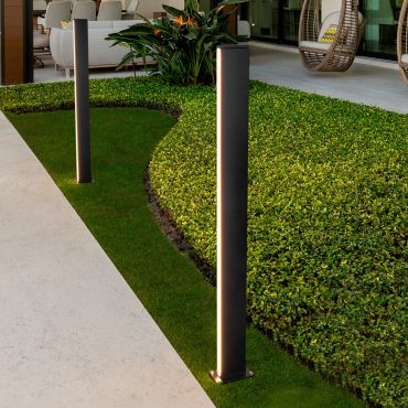 Nova Luce Sasso - poteau de jardin - 15 x 120 x 9,5 cm - 22W LED inclus - IP54 - anthracite foncé