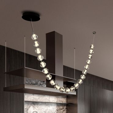 Nova Luce Ifos - lampe suspendue - 10 x 280 cm - 91W dimmable LED inclus - noir sablé et métal chromé