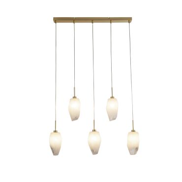 Searchlight Rocky - lampe suspendue - 78 x 120 cm - laiton satiné et blanc