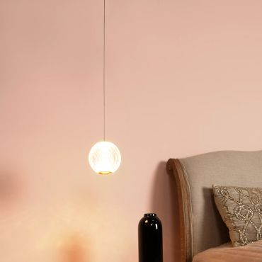 Lucide Cintra - lampe suspendue - Ø 14 cm x 150 cm - 5,7W LED inclus - transparent et doré