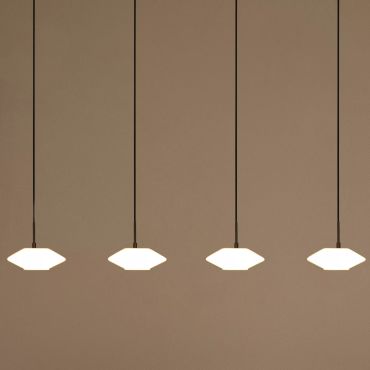 Lucide Trevor 4L - lampe suspendue - 125 x 20 x 150 cm - noir et opale
