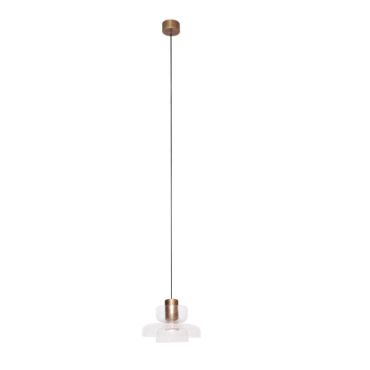 Maxlight Signature - lampe suspendue - Ø 22 x 215 cm - 8W LED inclus - laiton antique et transparent