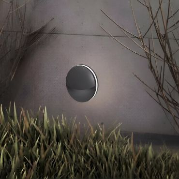 Nova Luce Pan - applique murale extérieure - Ø 15 x 7 cm - 9W LED inclus - IP54 - anthracite foncé
