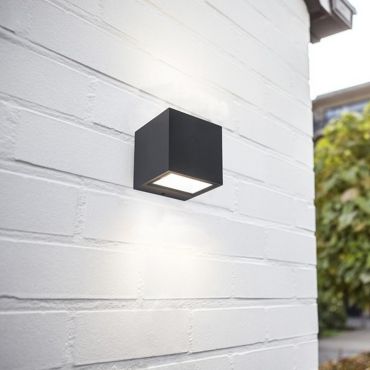 Lutec Gemini - Applique d'extérieur - 8,8 x 8,6 x 8,5 cm - 9W LED inclus - IP54 - gris foncé