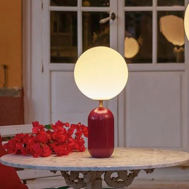 New Garden Monica 50 - lampe de table rechargeable à batterie avec télécommande - Ø 25 x 51,3 cm - 7W LED inclus - IP54 - bordeaux