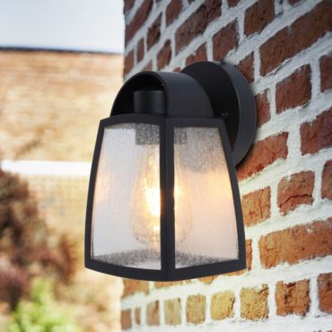 Lutec Kelsey - Applique d'extérieur - 12 x 12 x 20 cm - IP44 - verre dépoli - noir