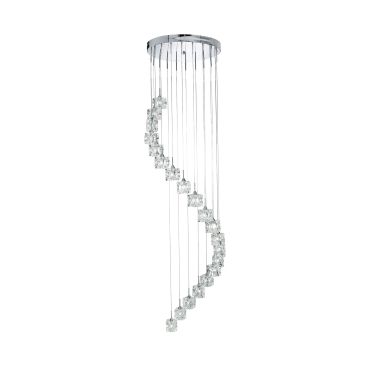 Searchlight Ice Cube - lampe suspendue - Ø 45 x 180 cm - 20 x 3W LED dimmable inclus - chrome