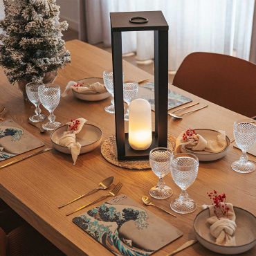 New Garden Siroco 50 - lampadaire et lampe de table portable - 18 x 18 x 50 cm - 2W LED dimmable inclus - IP54 - noir