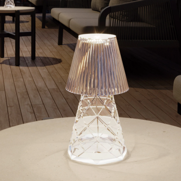 New Garden Lola 20 Lux - lampe de table rechargeable par câble USB - 1,5W LED inclus - Ø 11 x 20 cm - IP54 - transparent