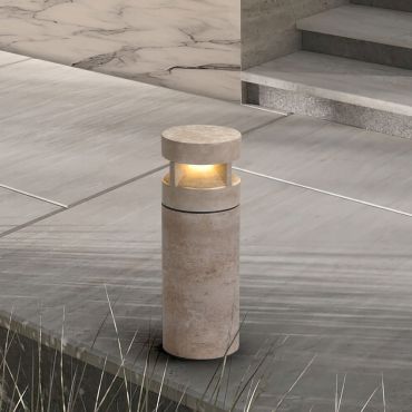 Nova Luce Balma - lampe de jardin - Ø 19,2 x 54 cm - 21W LED inclus - IP65 - Marbre Travertin