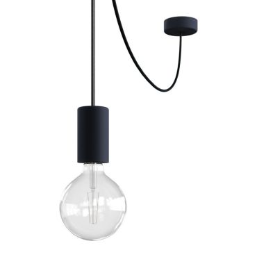 Creative Cables Eiva - suspension extérieure avec fixation plafond en silicone - Ø 12,5 x 514,5 cm - IP65 - noir charbon