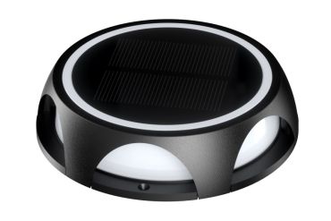 Integral LED True - spot de sol en saillie solaire avec détecteur de mouvement - Ø 14 x 3,2 cm - LED 1,2W inclus - IP65 - noir