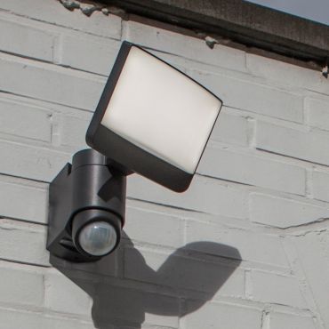 Lutec Sunshine - applique extérieure avec détecteur - 20 x 18 x 24 cm - 16,5W LED inclus - IP44 - gris foncé