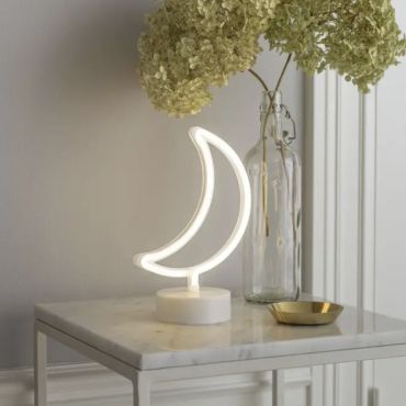 Konstsmide Lumières de Noël - lune néon à piles - 16 x 10 x 26 cm - blanc
