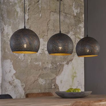 Vico Perforated - lampe suspendue 3L - 110 x 25 x 150 cm - noir brun