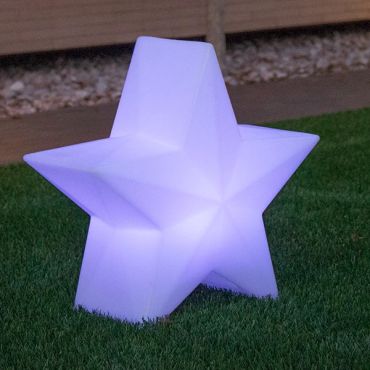 New Garden Nova 45 Christmas Star - lampe de sol rechargeable à énergie solaire avec télécommande - 46 x 42,6 x 22,5 cm - LED RGB 5W incl. - IP65 - blanc