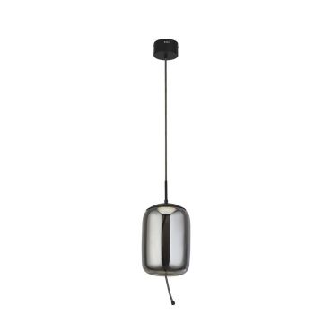 Searchlight Lisbon - lampe suspendue - Ø 18 x 150 cm - 6W LED inclus - noir et verre fumé