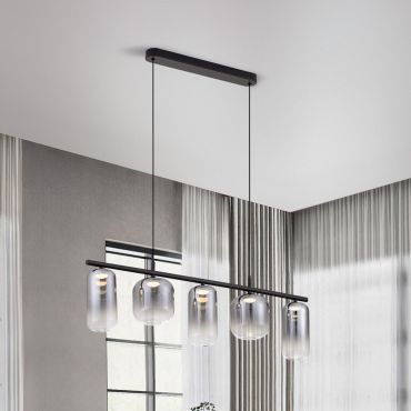 Nova Luce Aelia - lampe suspendue - 95 x 145 x 14 cm - 19W LED inclus - noir mat et gris fumé
